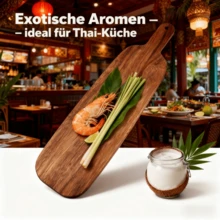 1pc Extra Thick & Long Wooden Cutting Board - With Creative Handle, Cheese Board Function, Suitable For Cooked Food, Meat, Cheese, Bread, Fish, Vegetables, Easy To Clean, Essential Kitchen Tool, Holiday Dining Selection | Fashionable Presentation | Natural Wood Grain Texture, Ideal Holiday Gift, Also Can Be Used As Food Tray, Christmas Premium, Chopping Board
