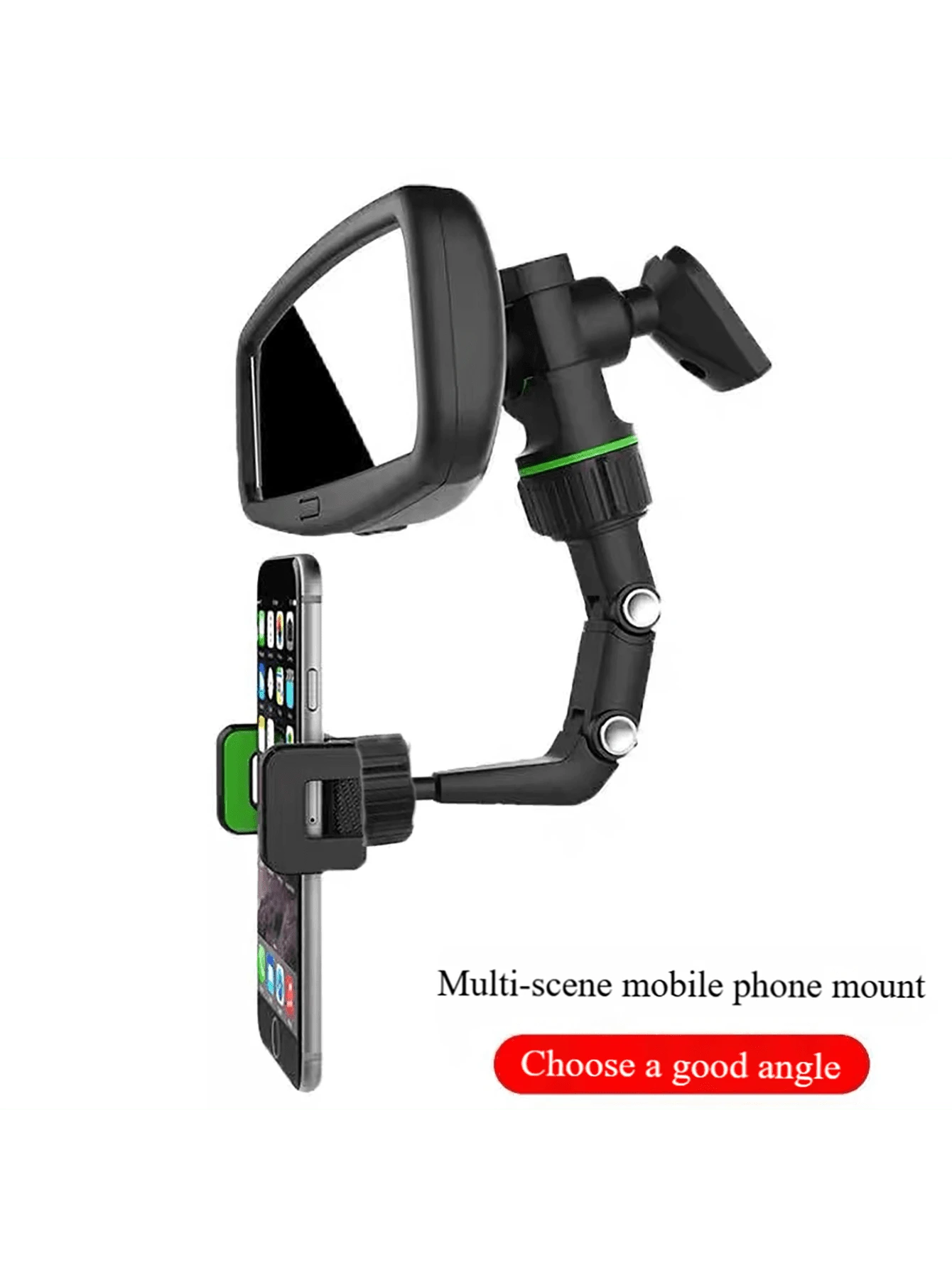 1 chiếc Giá đỡ điện thoại gắn gương chiếu hậu ô tô không chặn, quay video ghế sau, giá đỡ điện thoại để bàn bếp tương thích với iPhone, điện thoại Android, quà tặng sinh nhật, gia đình, bạn bè Phụ kiện ô tô - màu xám đen - Xem 1