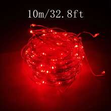 1 Set 20m/200 LED Fairy Lights, Battery Powered Copper Wire String Lights, Red Color, Suitable For Gifts, Decoration In Bedroom, Christmas, Party, Wedding, Center Decor, Halloween, Bouquet, Yard, 3 Meters/5m/10m/15m/20m (Batteries Not Included) Halloween Decor Christmas Decoration Thanksgiving Wedding Home Decor Home Decor Fall Decor Autumn Decor Birthday Decorations For Gifts Party Supplies Indoor Holiday Festival Decor Wall Decor Halloween Ornaments