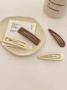 4 pièces Ensemble de pinces à cheveux BB de couleur mate minimaliste, convient pour la vie quotidienne, les tenues décontractées et les vacances, pinces à cheveux