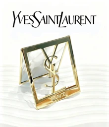 Yves Saint Laurent Lustro Golden Square, luksusowe, duże logo, łatwe w przenoszeniu, do poprawek, do codziennego użytku
