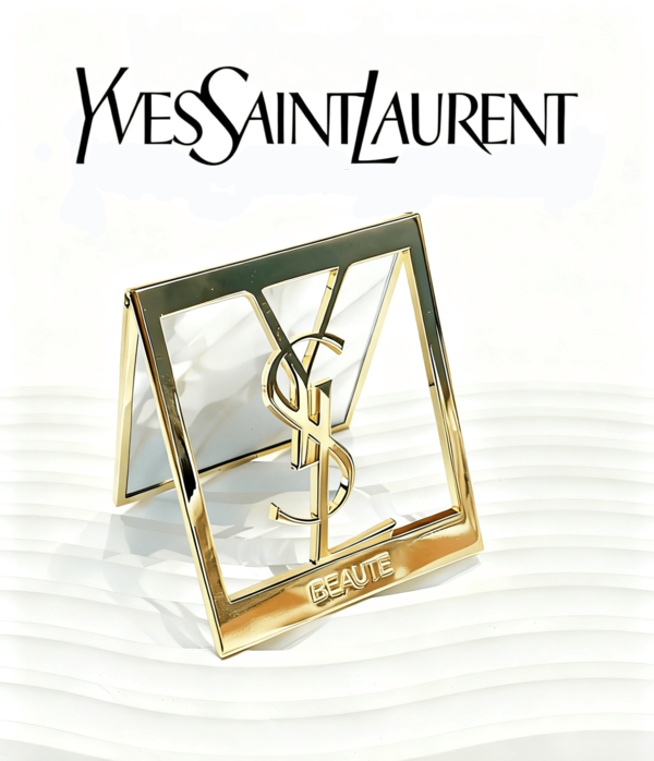 Yves Saint Laurent Lustro Golden Square, luksusowe, duże logo, łatwe w przenoszeniu, do poprawek, do codziennego użytku