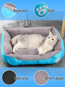 1个LANGXINGCS宠物床，带靠背，柔软毛绒，爪印图案，轻便透气方形宠物垫，适合中小型猫狗，真空包装，床垫需48小时恢复原状 - 彩色 - 查看 9
