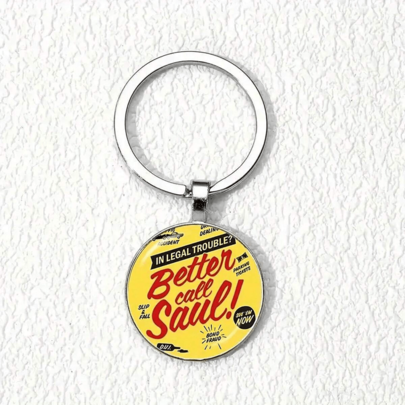 1 قطعة سلسلة مفاتيح "Better Call Saul"، بتصميم عصري، باللونين الأصفر والأحمر، إكسسوار مستوحى من المسلسل التلفزيوني، هدية فريدة لحقيبة عيد الميلاد، تميمة للسيارة، هدية للمعلم أو الأخت أو الصديق
