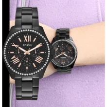 Fossil Ladies Watch, Light Luxury Style, Stainless Steel Strap, Pink Dial, Quartz Movement AM4522