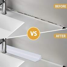 1 Roll Self-Adhesive Silicone Foldable Splash Guard, Countertop Splash Protector For Bathroom And Kitchen - Easy To Install, Wet And Dry Separation Strip, Shower Door Threshold Waterproof Bathroom Accessories Bathroom Tools