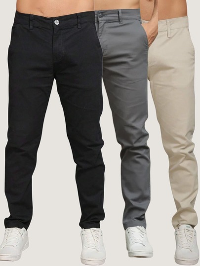 Kit 3 Calça Sarja Masculina Calca Masculino C/lycra Elastano