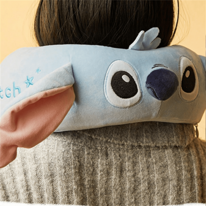 Almohada en forma de U portátil con diseño de Stitch de Disney de MINISO, almohada cervical de Stitch de dibujos animados para viajes, descansos, protección del cuello, de espuma de memoria, regalo