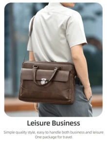 WEIXIER Men's Briefcase Laptop Bag Large Tote Bag Unisex Handbag Shoulder Bag With Adjustable Detachable Strap, Casual Commuter Bag, Business Bag, Suitable For Commuting, Shopping, Business Trips, Gift For Loved Ones, Friends, Boyfriend