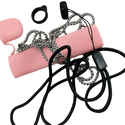 3pcs Set Of E-Cigarette Accessories Stainless Steel Chain Necklace, 1 Silvery Chain Plus 1 Ordinary Lanyard, With Silicone Lanyard, Anti-Damage And Anti-Fall Protection Ring, Christmas, A Suitable Gift!