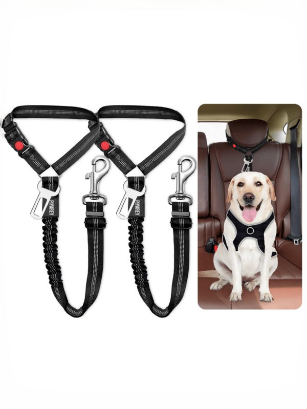 Cinto de para cães com encosto de cabeça, cinto de ajustável para cães, cinto de para animais de estimação, cinto de elástico à prova de choque para filhotes, guia resistente para do cão (cinto com fivela preta (1/2 peças)), acessórios de Natal/para cães/Cachorro Feliz/Cuidado com filhotes/coisas para cães