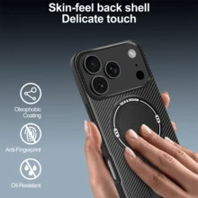 多功能隐形碳纤维支架无线磁吸充电防震手机壳，兼容苹果17PM/16/15/14/13/12/11...荣耀摩托罗拉...，国际版，非国内版 - 黑色 - 查看 4