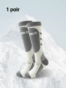 1 Pair Thick Warm Ski Socks, Unisex Winter Thick Long Socks, Moisture-Wicking Odor-Resistant, Suitable For Outdoor Skiing, Hiking, Sports, Anti-Slip Warm Snow Socks, Ankle Protection Breathable Long Socks