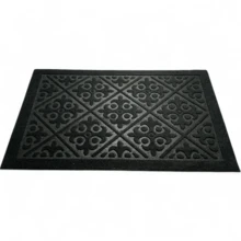Tapete de Entrada Exterior con Diseño de Rombos y Flores Antiderrapante Alfombra Decorativa para Casa Uso Interior y Exterior - Negro - Ver 2
