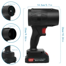 Handheld Black Powerful Blower, Equipped With One 21V Battery, One Charger&Toolbox, 550 Motor 21V 10A, 30000 RPM 75W Power, 50km/H Strong Wind 550g Air Pressure, Multi-Scene Use For Camping, Car, Lawn, Indoor Dust Cleaning, Home & Outdoor Use, Gift - 黑色 - 查看 6