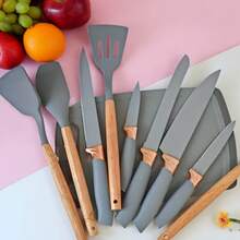 Spot 19-Piece Simple Kitchenware Combination Set Silicone Kitchenware Wooden Handle Shovel Spoon Kitchen Stainless Multifunctional