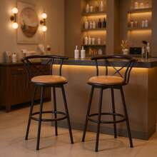 Meubles Cosy Set Of 2 Brown Swivel Bar Stools For Hair Salon, With Suede Upholstery, Metal Frame, Seat Height 75 Cm, Compact Size, For Massage Equipment, Beauty Salon, Spa, 56 X 43 X 98.5 Cm - Brown - View 11