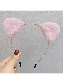1 chiếc băng đô tai mèo cho nữ, băng đô lông mềm mại, băng đô hóa trang, phụ kiện tóc màu đen, băng đô cài tóc. - màu đen - Xem 8