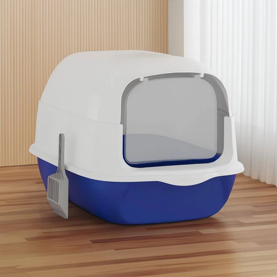 Enclosed-Cat-Litter-Box-With-Integrated-Scoop-Hooded-Design-Leak-Proof--Durable-Pp-Construction-Modern-White-Grey-For-Small-To-Medium-Cats-Space-Saving-Indoor-Litter-Box-With-Easy-Clean-Removable-Lid-Small-Cat-Litter-Box-Litter-Boxes-For-Large-Cats-Extra-Large-Cat-Litter-Box-High-Sides-Hooded-Litter-Box-Extra-Large-Cat-Litter-Box-Enclosure-Sturdy-Pet