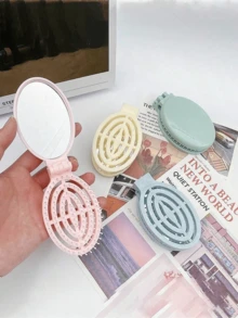 1 Peine plegable - Crema, portátil, con espejo incorporado