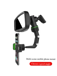 1pc Easy Installation Non-Blocking Rearview Mirror Mounted Phone Holder For Car, Backseat Video Recording, Desktop Stand Compatible With IPhone, Android Phone, Gift For Birthday, Family, Friends Car Accessories, Car Phone Holder