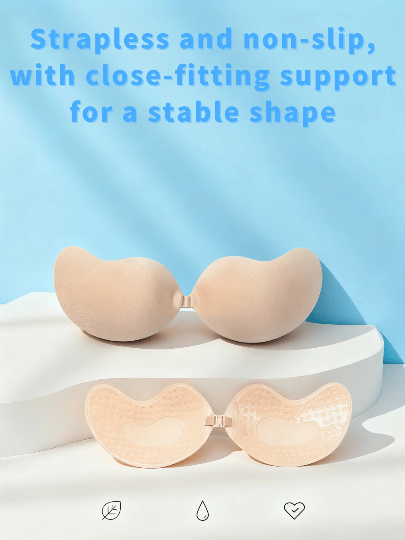 طقم حمالة صدر غير مرئية بتأثير رفع من نوع المانجو، حمالة صدر لاصقة لرفع وتدعيم مثالية للفساتين بدون أكتاف والفساتين والبدلات