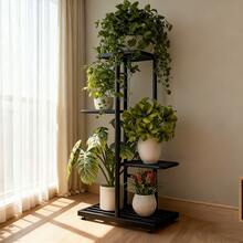 A Versatile 4-Tier Metal Plant Stand - For Indoor And Outdoor Use, Patio, Garden, Balcony And Living Room Decoration Living Room Decoration | Decorative Plant Stand | Rustproof Construction - 黑色 - 查看 5