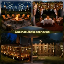 1 szt. Oświetlenie nastrojowe LED w kształcie płatka śniegu, siatka rybacka w kształcie płatka śniegu, oświetlenie zewnętrzne w kształcie okapu, trójkątna siatka oświetleniowa USB, kurtyna świetlna, 100 diod LED, odpowiednie na dach, namiot, do dekoracji ogrodu, na Boże Narodzenie, na kemping, do dekoracji lodowych