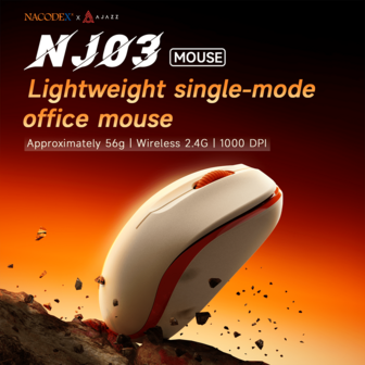  AJAZZ NJ03 Lightweight Single-Mode Office Mouse Approximately 56g,Wireless 2.4G,1000 DPI,125Hz Refresh Rate,Power Saving First Choice