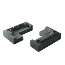 188Inch Corduroy Modular L Shaped Sectional Sofa Luxury Floor Couch Set Upholstered Indoor Furniture FoamFilled Compressed Sofa For Living Room Bedroom 8 PC Free Combination - 軍綠+燈芯絨+8座1 - 查看 7