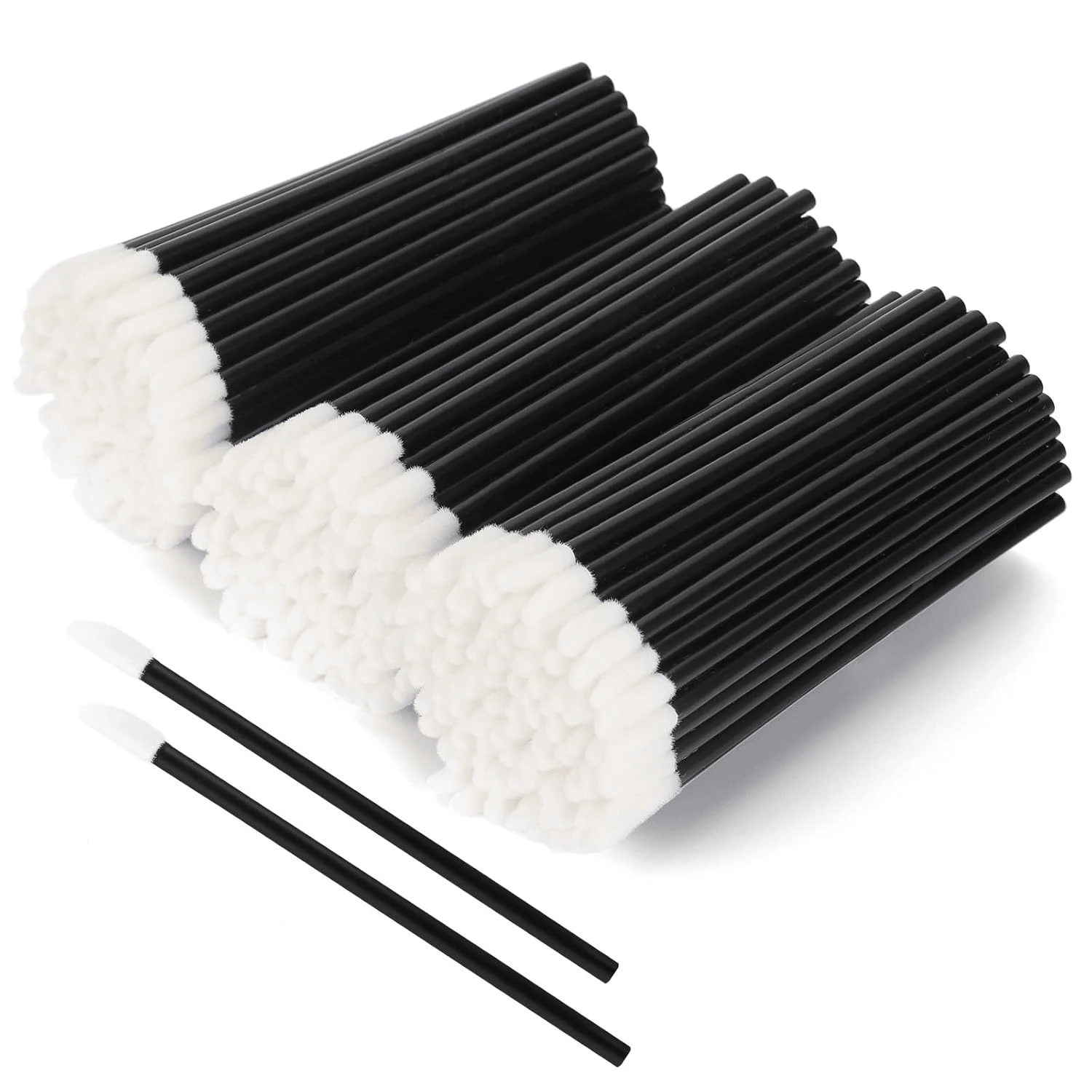 300 Pcs Disposable Lip Brushes, Lipstick Lip Gloss Wands Applicator Tool Makeup Beauty Tool Kits - Black - Black - View 1