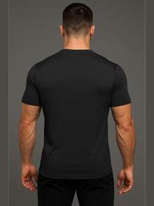 Men's Dry Fit T-Shirt Gym Running Workout Fitness Plain Premium 100% Polyester - Negro - Ver 2