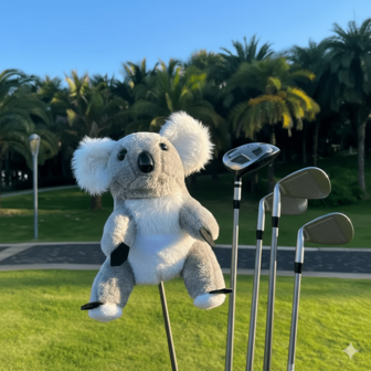 1个毛绒动物高尔夫球杆头套，可爱设计，适用于大多数一号木杆，高尔夫球杆头套