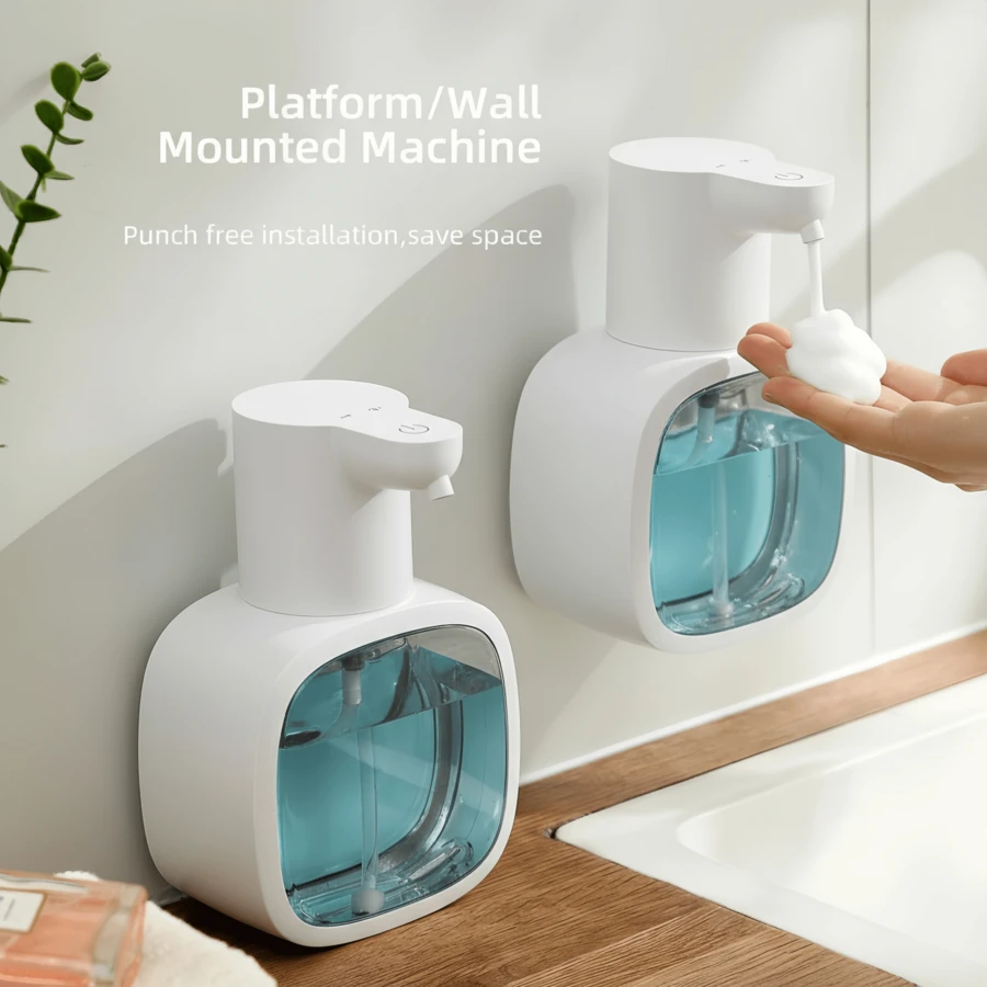 White Foaming Touchless Automatic Soap Dispenser – 500ml Hand Soap Dispenser, Wall-Mountable & Countertop, USB Rechargeable, Adjustable Foam Volume, Waterproof, Perfect For Home Or Small Offices, Pet Care, Stylish Gift Option - 白色泡沫 - 查看 1