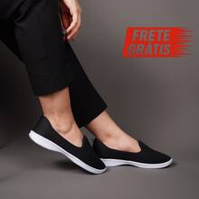 Sapatilha Iate Feminina Casual Versátil e Estilosa - Preto/Branco - Visão 1