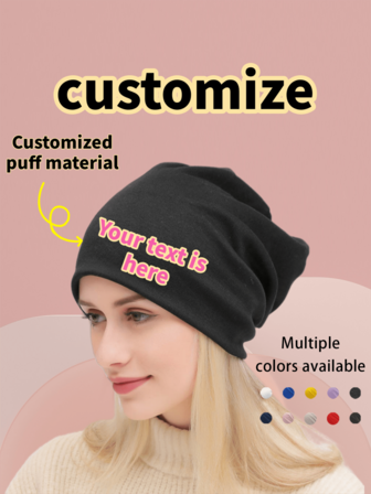 Customized Beanie Hat, Unisex Hip Hop Slouchy Knit Cap, Outdoor Autumn/Winter Warm Headwear, Women Sleeping Hat, Cold Weather Head Wrap