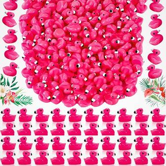 10/50/100 件迷你树脂火烈鸟鸭子，火烈鸟小鸭子，可爱火烈鸟小雕像，适合花园娃娃屋景观水族馆装饰 DIY 工艺品