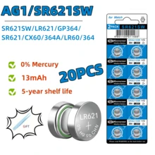 10-100pcs AG1 LR621 364 V364 164 531 SR621 SR621SW SR60 CX60 1.55V Alkaline Batteries, Suitable For Watches, Car Keys, Remotes, Toy Buttons, Button Cells