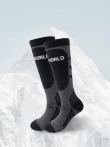 1 Pair Thick Warm Ski Socks, Unisex Winter Thick Long Socks, Moisture-Wicking Odor-Resistant, Suitable For Outdoor Skiing, Hiking, Sports, Anti-Slip Warm Snow Socks, Ankle Protection Breathable Long Socks