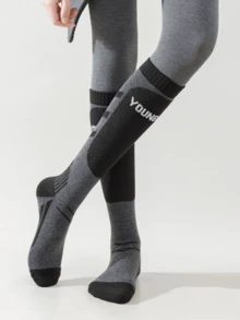 1 Pair Thick Warm Ski Socks, Unisex Winter Thick Long Socks, Moisture-Wicking Odor-Resistant, Suitable For Outdoor Skiing, Hiking, Sports, Anti-Slip Warm Snow Socks, Ankle Protection Breathable Long Socks