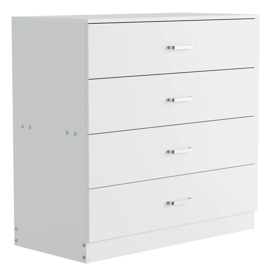 Vida Designs White Chest Of Drawers, 4 Drawer Metal Handles Runners Anti-Bowing Support Furniture