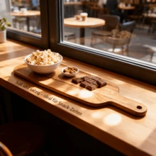 1pc Extra Thick & Long Wooden Cutting Board - With Creative Handle, Cheese Board Function, Suitable For Cooked Food, Meat, Cheese, Bread, Fish, Vegetables, Easy To Clean, Essential Kitchen Tool, Holiday Dining Selection | Fashionable Presentation | Natural Wood Grain Texture, Ideal Holiday Gift, Also Can Be Used As Food Tray, Christmas Premium, Chopping Board