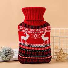 1pc Winter New Knitted Cover For Hot Water Bottle, Plush Fabric Convenient Hand Warmer (Knitted Cover Only, No Hot Water Bottle Included) - Multicolor - View 4