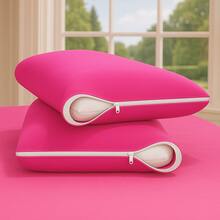 4 Gel Mesh/Helanca Pillowcase Protective Covers 50cm X 70cm With Zipper - Màu Hồng Tươi - Xem 1