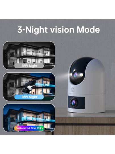 JOOAN 1PC Professional Dual Verlichting Security Camera, Sleek Zwart Outdoor IP66 Rating, 360° Pan/Tilt, Human Tracking, 5X Digital Zoom, Instant Alerts, Perfect Holiday Preparation view 2