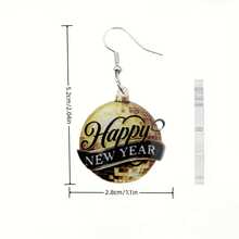 Happy New Year Disco Ball Earrings: With "Happy New Year" Lettering & Disco Ball Elements. Perfect For New Year's Eve Parties, Festive Celebrations. Ideal Gift For Party - Goers, Women & Girls Who Love New Year - Themed Accessories - Multicolor - View 5
