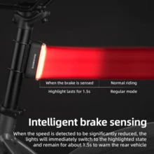 ROCKBROS 1pc Bicycle Taillight 7 Lighting Mode Persistent Output Magnetic Bike Light - Black - View 4