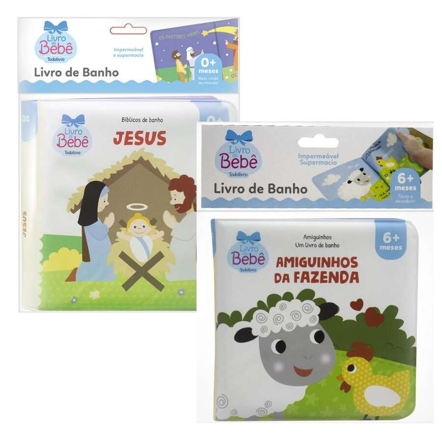 Kit 2 Bath Books For Children Fun And Learning In The Bath! - Little Farm + Jesus - View 1