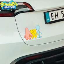 SpongeBob SquarePants 1张海绵宝宝抓屁股卡通车贴，可定制，创意十足，适用于电动自行车，刮擦式车窗装饰贴纸；海绵宝宝车贴，派大星捏屁股，趣味十足，适用于电动摩托车，汽车玻璃装饰 - 彩色 - 查看 3