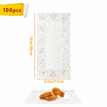 100pcs White Lace Paper Doilies - Rectangular Paper Mats - Disposable Grease-Proof Placemats - Suitable For Dining Table, Wedding, Birthday, Cake, Dessert, Food, Cutlery Decoration - White - View 18